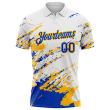Загрузить изображение в средство просмотра галереи, Custom White Thunder Blue-Gold Brush Stroke Shatter Splatter Performance Polo Shirt