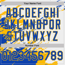 Загрузить изображение в средство просмотра галереи, Custom White Thunder Blue-Gold Brush Stroke Shatter Splatter Performance Polo Shirt