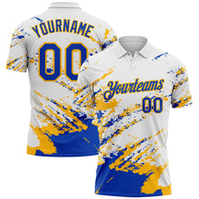 Загрузить изображение в средство просмотра галереи, Custom White Thunder Blue-Gold Brush Stroke Shatter Splatter Performance Polo Shirt