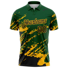 Load image into Gallery viewer, Custom Green Black-Gold Brush Stroke Shatter Splatter Performance Polo Shirt