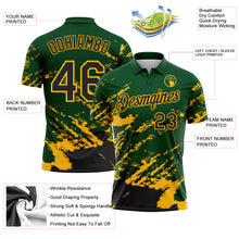 Load image into Gallery viewer, Custom Green Black-Gold Brush Stroke Shatter Splatter Performance Polo Shirt