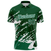 Charger l'image dans la galerie, Custom Green Kelly Green-White Brush Stroke Shatter Splatter Performance Polo Shirt