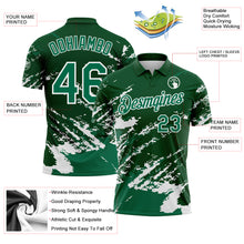 Charger l'image dans la galerie, Custom Green Kelly Green-White Brush Stroke Shatter Splatter Performance Polo Shirt