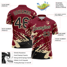 Charger l'image dans la galerie, Custom Crimson Black-Cream Brush Stroke Shatter Splatter Performance Polo Shirt