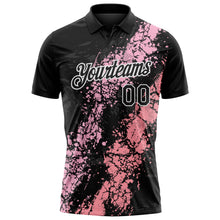 Загрузить изображение в средство просмотра галереи, Custom Black Light Pink Medium Pink-White Dripping Splatter Cracked Texture Performance Polo Shirt