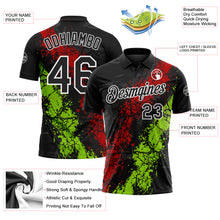 Charger l'image dans la galerie, Custom Black Red Neon Green-White Dripping Splatter Cracked Texture Performance Polo Shirt