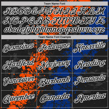 Charger l'image dans la galerie, Custom Black Orange Royal-White Dripping Splatter Cracked Texture Performance Polo Shirt
