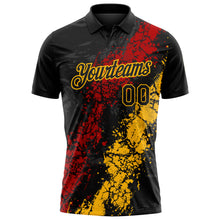 Загрузить изображение в средство просмотра галереи, Custom Black Red-Gold Dripping Splatter Cracked Texture Performance Polo Shirt
