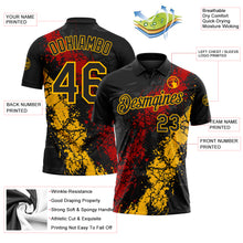 Загрузить изображение в средство просмотра галереи, Custom Black Red-Gold Dripping Splatter Cracked Texture Performance Polo Shirt
