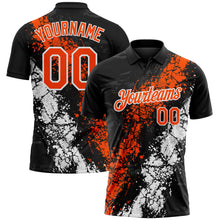 Загрузить изображение в средство просмотра галереи, Custom Black Orange-White Dripping Splatter Cracked Texture Performance Polo Shirt