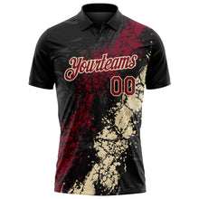Загрузить изображение в средство просмотра галереи, Custom Black Crimson-Cream Dripping Splatter Cracked Texture Performance Polo Shirt