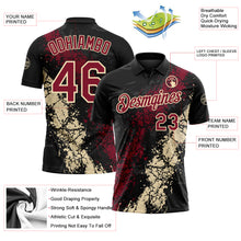 Загрузить изображение в средство просмотра галереи, Custom Black Crimson-Cream Dripping Splatter Cracked Texture Performance Polo Shirt