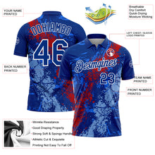 Charger l'image dans la galerie, Custom Royal Red Light Blue-White Dripping Splatter Cracked Texture Performance Polo Shirt