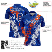 Charger l'image dans la galerie, Custom Royal Orange-White Dripping Splatter Cracked Texture Performance Polo Shirt