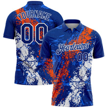 Charger l'image dans la galerie, Custom Royal Orange-White Dripping Splatter Cracked Texture Performance Polo Shirt