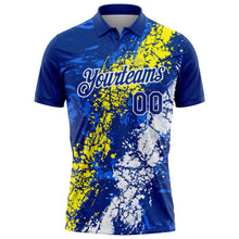 Load image into Gallery viewer, Custom Royal Light Yellow-White Dripping Splatter Cracked Texture Performance Polo Shirt
