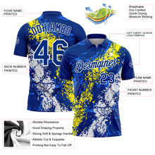Load image into Gallery viewer, Custom Royal Light Yellow-White Dripping Splatter Cracked Texture Performance Polo Shirt