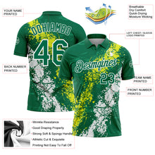 Charger l'image dans la galerie, Custom Kelly Green Neon Yellow-White Dripping Splatter Cracked Texture Performance Polo Shirt