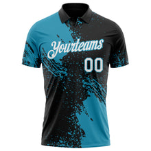 Load image into Gallery viewer, Custom Black White-Panther Blue Distressed Scratch Brush Stroke Performance Polo Shirt