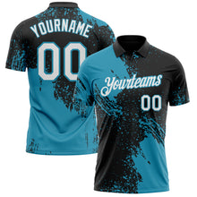 Load image into Gallery viewer, Custom Black White-Panther Blue Distressed Scratch Brush Stroke Performance Polo Shirt