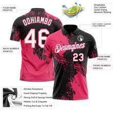 Load image into Gallery viewer, Custom Black White-Neon Pink Distressed Scratch Brush Stroke Performance Polo Shirt