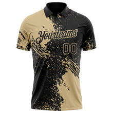 Load image into Gallery viewer, Custom Black-Vegas Gold Distressed Scratch Brush Stroke Performance Polo Shirt