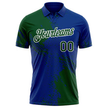 Load image into Gallery viewer, Custom Royal Green-White Distressed Scratch Brush Stroke Performance Polo Shirt