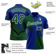Load image into Gallery viewer, Custom Royal Green-White Distressed Scratch Brush Stroke Performance Polo Shirt