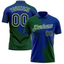 Load image into Gallery viewer, Custom Royal Green-White Distressed Scratch Brush Stroke Performance Polo Shirt