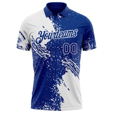 Load image into Gallery viewer, Custom Royal-White Distressed Scratch Brush Stroke Performance Polo Shirt