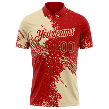 Load image into Gallery viewer, Custom Red-Cream Distressed Scratch Brush Stroke Performance Polo Shirt