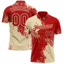 Load image into Gallery viewer, Custom Red-Cream Distressed Scratch Brush Stroke Performance Polo Shirt