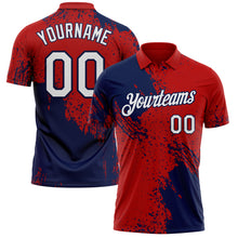 Load image into Gallery viewer, Custom Red White-Navy Distressed Scratch Brush Stroke Performance Polo Shirt