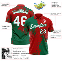 Load image into Gallery viewer, Custom Red White-Kelly Green Distressed Scratch Brush Stroke Performance Polo Shirt