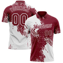 Charger l'image dans la galerie, Custom Crimson-White Distressed Scratch Brush Stroke Performance Polo Shirt