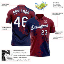 Load image into Gallery viewer, Custom Crimson White-Navy Distressed Scratch Brush Stroke Performance Polo Shirt
