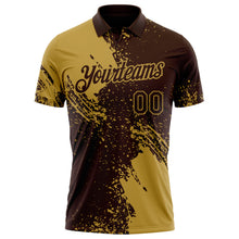 Load image into Gallery viewer, Custom Brown-Old Gold Distressed Scratch Brush Stroke Performance Polo Shirt