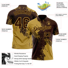 Load image into Gallery viewer, Custom Brown-Old Gold Distressed Scratch Brush Stroke Performance Polo Shirt