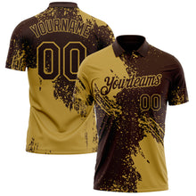 Load image into Gallery viewer, Custom Brown-Old Gold Distressed Scratch Brush Stroke Performance Polo Shirt