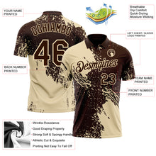 Load image into Gallery viewer, Custom Brown-Cream Distressed Scratch Brush Stroke Performance Polo Shirt