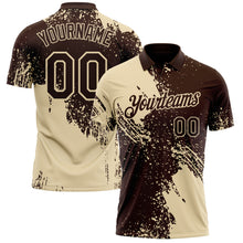 Load image into Gallery viewer, Custom Brown-Cream Distressed Scratch Brush Stroke Performance Polo Shirt