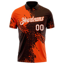 Laden Sie das Bild in den Galerie-Viewer, Custom Brown White-Orange Distressed Scratch Brush Stroke Performance Polo Shirt