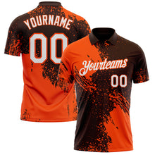 Laden Sie das Bild in den Galerie-Viewer, Custom Brown White-Orange Distressed Scratch Brush Stroke Performance Polo Shirt