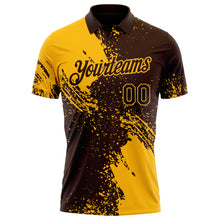 Laden Sie das Bild in den Galerie-Viewer, Custom Brown-Gold Distressed Scratch Brush Stroke Performance Polo Shirt