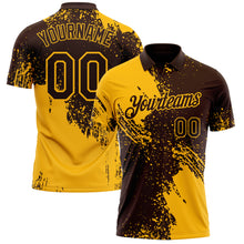 Laden Sie das Bild in den Galerie-Viewer, Custom Brown-Gold Distressed Scratch Brush Stroke Performance Polo Shirt