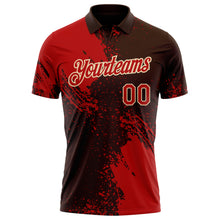 Load image into Gallery viewer, Custom Brown Red-Cream Distressed Scratch Brush Stroke Performance Polo Shirt