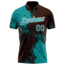 Load image into Gallery viewer, Custom Brown Teal-White Distressed Scratch Brush Stroke Performance Polo Shirt