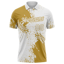 Load image into Gallery viewer, Custom White-Old Gold Distressed Scratch Brush Stroke Performance Polo Shirt
