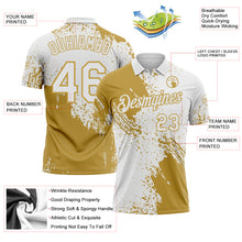 Load image into Gallery viewer, Custom White-Old Gold Distressed Scratch Brush Stroke Performance Polo Shirt