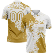 Load image into Gallery viewer, Custom White-Old Gold Distressed Scratch Brush Stroke Performance Polo Shirt